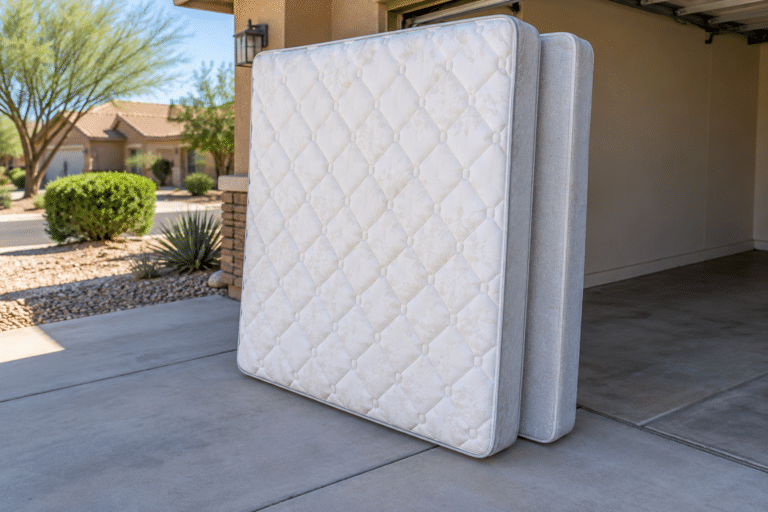 Mattress and box spring ready for pickup